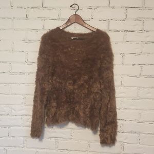 Lux faux fur sweater with black bow Kate spade size L